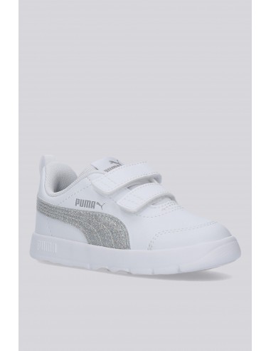 PUMA COURTFLEX V3 GLITZ PLATA NIÑA
